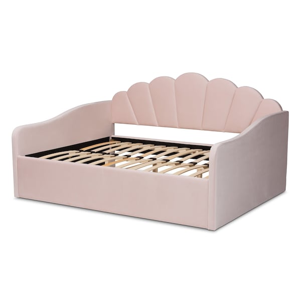 Baxton Studio Timila Modern and Contemporary Light Pink Velvet Fabric Upholstered Queen Size Daybed - 213-11552-ZORO