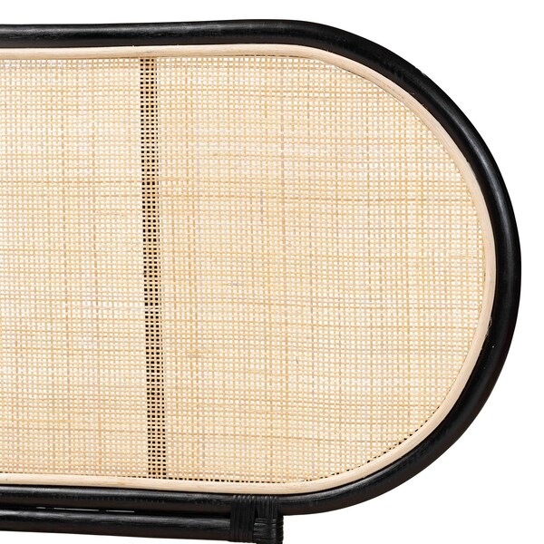 Baxton Studio Reegan Modern Bohemian Two-Tone Black and Natural Brown Rattan Queen Size Standalone Headboard - 232-13246-ZORO