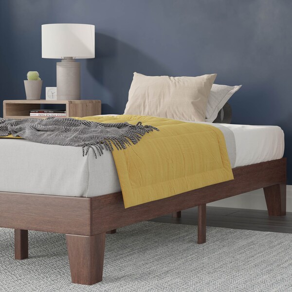 Flash Furniture Walnut Twin Size Solid Wood Platform Bed - YKC-1090-T-WAL-GG