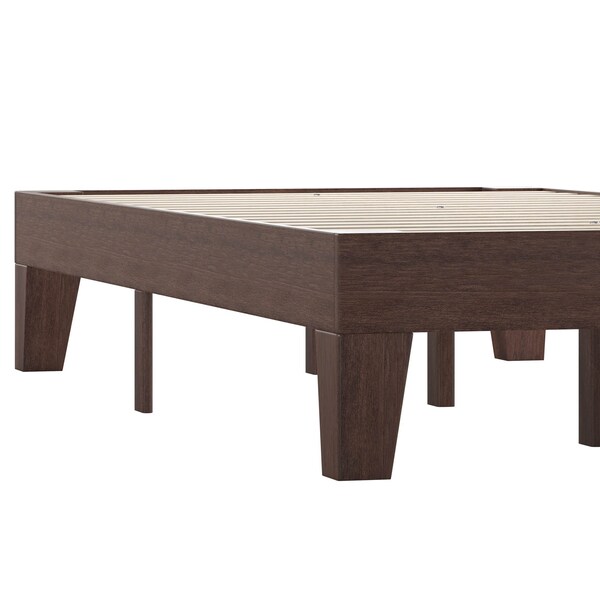Flash Furniture Walnut Twin Size Solid Wood Platform Bed - YKC-1090-T-WAL-GG