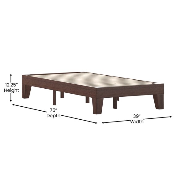 Flash Furniture Walnut Twin Size Solid Wood Platform Bed - YKC-1090-T-WAL-GG