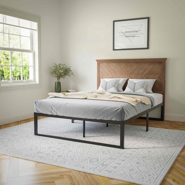 Flash Furniture Full Light Brown Herringbone Adjustable Headboard - MG-97881-FHB-F-LTBRN-GG