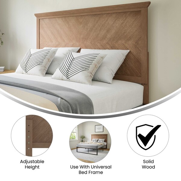 Flash Furniture Full Light Brown Herringbone Adjustable Headboard - MG-97881-FHB-F-LTBRN-GG