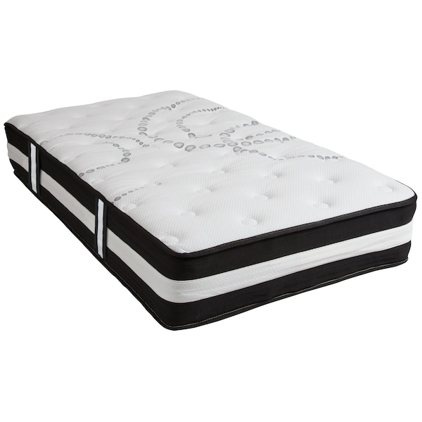 Flash Furniture Twin Platform Bed Frame and 12" Mattress Set - XU-BD10-12PSM-T-GG