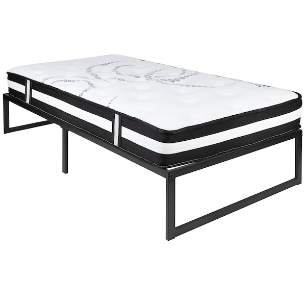 Flash Furniture Twin Platform Bed Frame and 12" Mattress Set - XU-BD10-12PSM-T-GG
