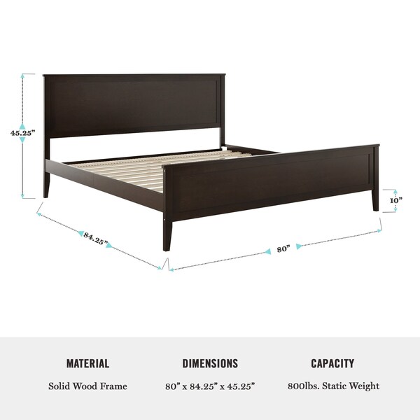 Martha Stewart Corbin King Size Solid Wood Platform Bed w/Wooden Headboard and Footboard, Dark Brown - MG-090026-K-DKBRN-MS