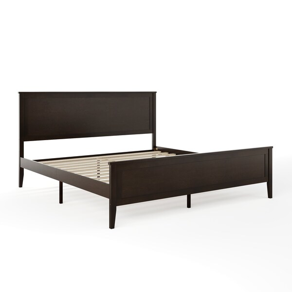 Martha Stewart Corbin King Size Solid Wood Platform Bed w/Wooden Headboard and Footboard, Dark Brown - MG-090026-K-DKBRN-MS