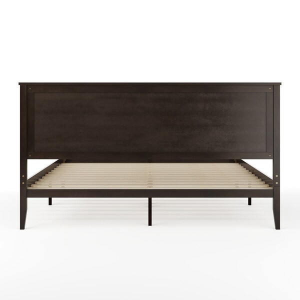 Martha Stewart Corbin King Size Solid Wood Platform Bed w/Wooden Headboard and Footboard, Dark Brown - MG-090026-K-DKBRN-MS