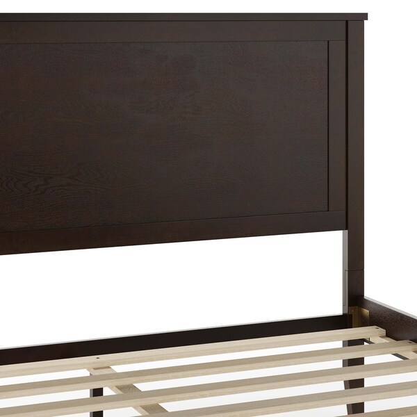 Martha Stewart Corbin King Size Solid Wood Platform Bed w/Wooden Headboard and Footboard, Dark Brown - MG-090026-K-DKBRN-MS