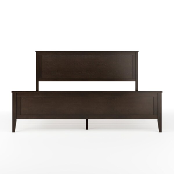 Martha Stewart Corbin King Size Solid Wood Platform Bed w/Wooden Headboard and Footboard, Dark Brown - MG-090026-K-DKBRN-MS