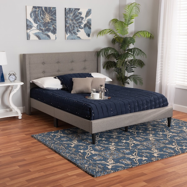Baxton Studio Casol MidCentury Modern Transitional Grey Fabric Upholstered Queen Size Platform Bed - 224-13088-ZORO