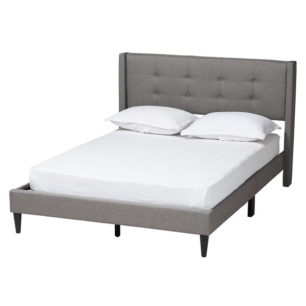 Baxton Studio Casol MidCentury Modern Transitional Grey Fabric Upholstered Queen Size Platform Bed - 224-13088-ZORO