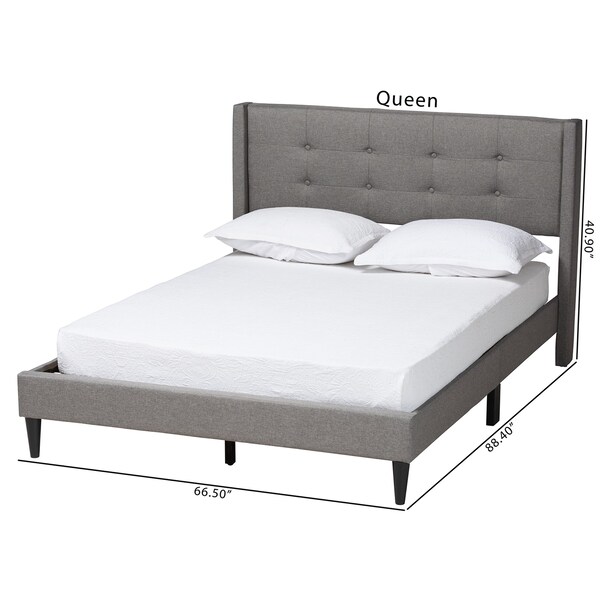 Baxton Studio Casol MidCentury Modern Transitional Grey Fabric Upholstered Queen Size Platform Bed - 224-13088-ZORO