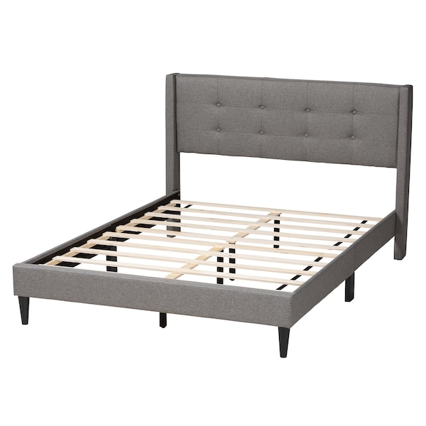 Baxton Studio Casol MidCentury Modern Transitional Grey Fabric Upholstered Queen Size Platform Bed - 224-13088-ZORO