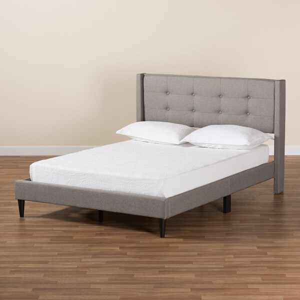 Baxton Studio Casol MidCentury Modern Transitional Grey Fabric Upholstered Queen Size Platform Bed - 224-13088-ZORO