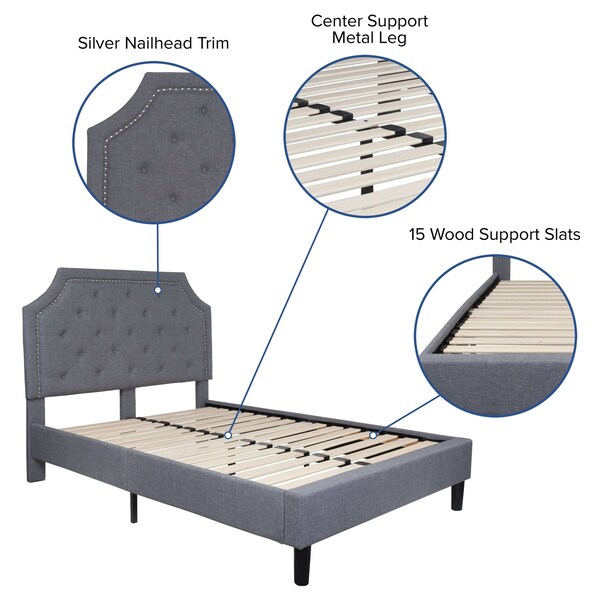 Flash Furniture Full Size Lt Gray Fabric Platform Bed w/ Mattress - SL-BM10-10-GG