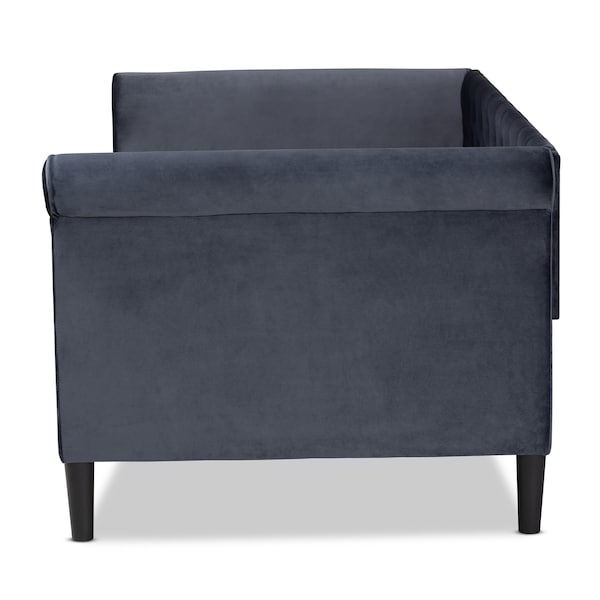 Baxton Studio Cora ModernGrey Velvet Upholstered and Dark Brown Finished Wood Full Size Daybed - 200-12554-ZORO
