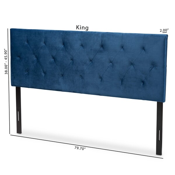 Baxton Studio Felix ModernNavy Blue Velvet Upholstered Headboard-Full - 198-12407-ZORO
