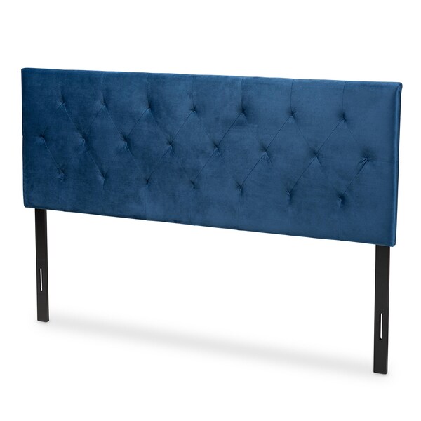 Baxton Studio Felix ModernNavy Blue Velvet Upholstered Headboard-Full - 198-12407-ZORO