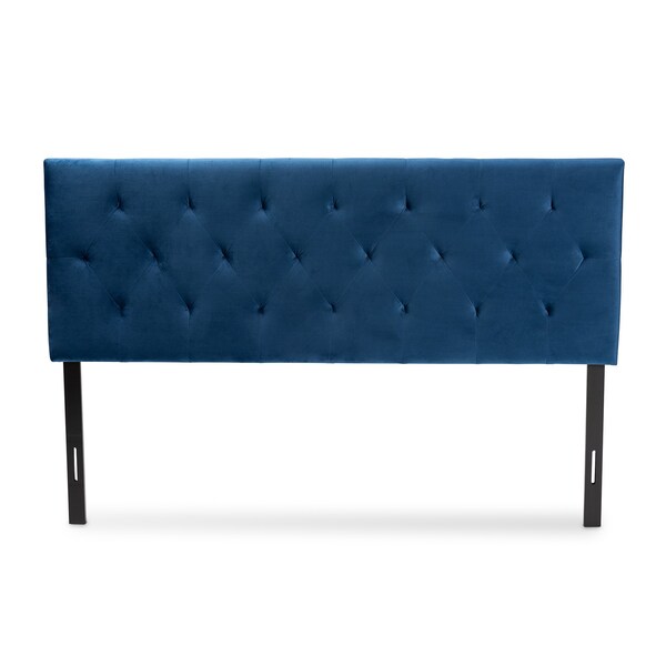 Baxton Studio Felix ModernNavy Blue Velvet Upholstered Headboard-Full - 198-12407-ZORO