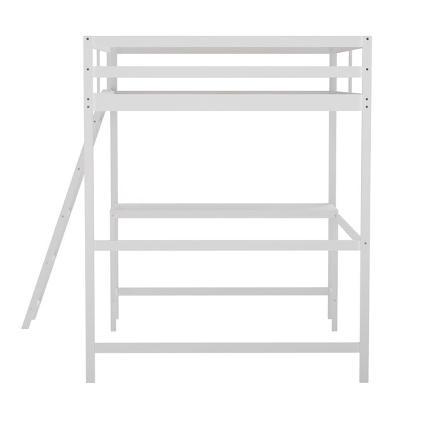 Flash Furniture White Full Loft Bed Frame with Desk and Ladder - MH-LBD5-WH-F-GG