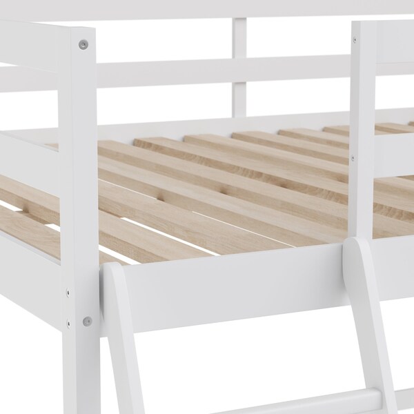 Flash Furniture White Full Loft Bed Frame with Desk and Ladder - MH-LBD5-WH-F-GG