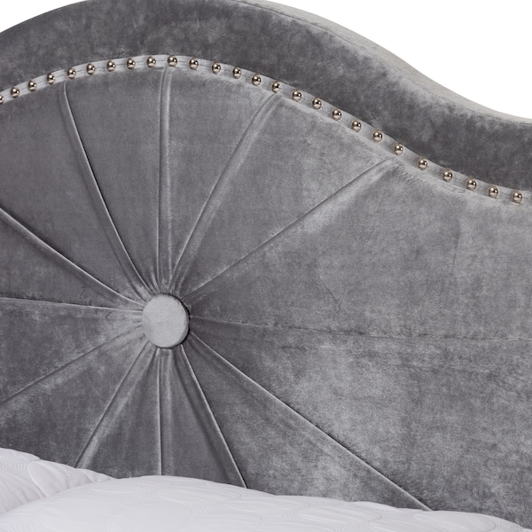 Baxton Studio Embla Modern Gray Velvet Upholstered Queen Size Bed - 151-9006