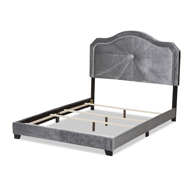 Baxton Studio Embla Modern Gray Velvet Upholstered Queen Size Bed - 151-9006