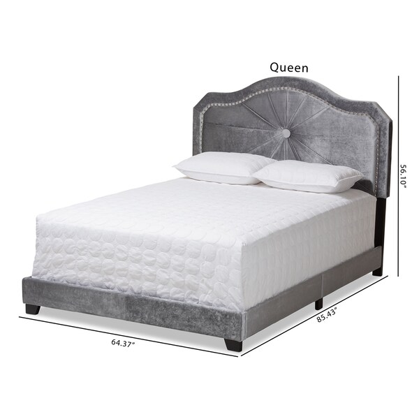 Baxton Studio Embla Modern Gray Velvet Upholstered Queen Size Bed - 151-9006