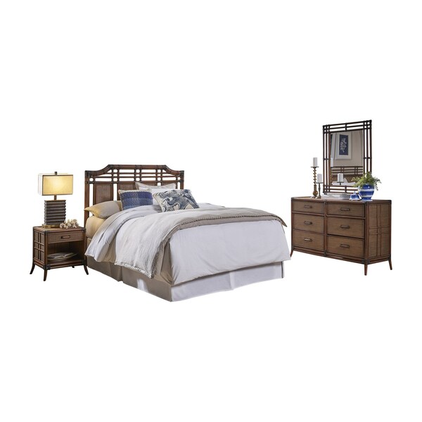Hospitality Rattan Home Palm Cove 4-Piece Queen Bedroom Set - 1102-5643-ATQ-4BQ-GL