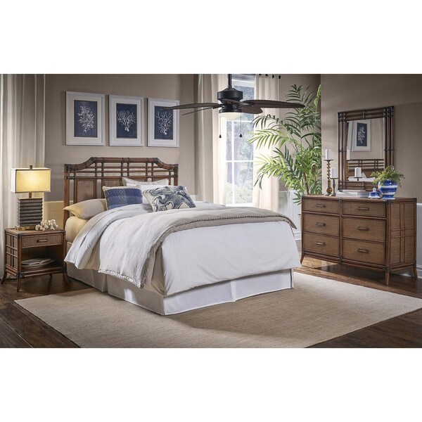 Hospitality Rattan Home Palm Cove 4-Piece Queen Bedroom Set - 1102-5643-ATQ-4BQ-GL