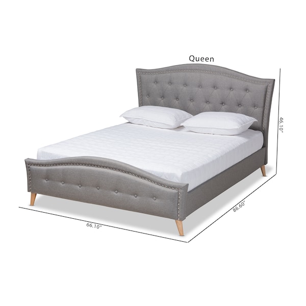 Baxton Studio Felisa Grey Upholstered and Button Tufted King Size Platform Bed - 156-9509