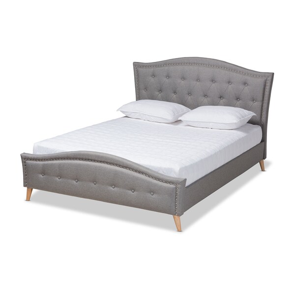 Baxton Studio Felisa Grey Upholstered and Button Tufted King Size Platform Bed - 156-9509