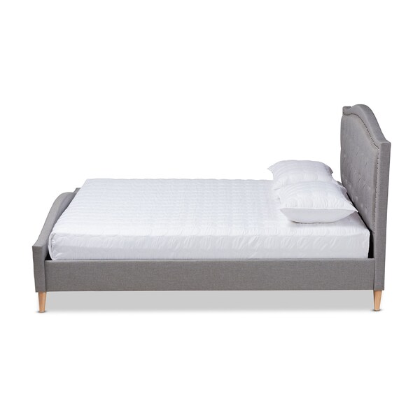 Baxton Studio Felisa Grey Upholstered and Button Tufted King Size Platform Bed - 156-9509