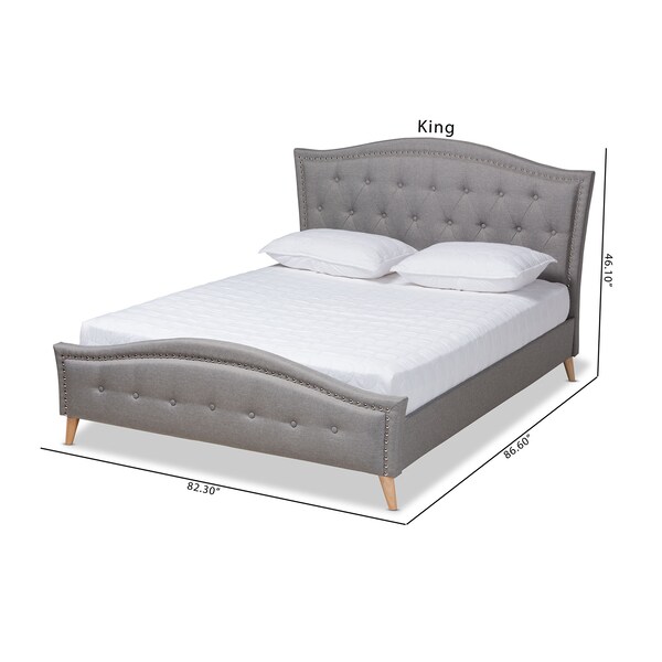 Baxton Studio Felisa Grey Upholstered and Button Tufted King Size Platform Bed - 156-9509