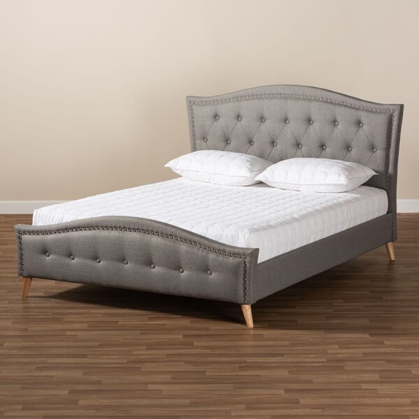 Baxton Studio Felisa Grey Upholstered and Button Tufted King Size Platform Bed - 156-9509