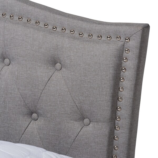 Baxton Studio Felisa Grey Upholstered and Button Tufted King Size Platform Bed - 156-9509