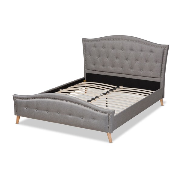 Baxton Studio Felisa Grey Upholstered and Button Tufted King Size Platform Bed - 156-9509