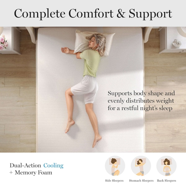 Martha Stewart SleepComplete 12 Inch Full Medium Plush DA Cooling Gel Memory Foam Mattress w/Jacquard Quilted Top - CL-MODH-12F-MS