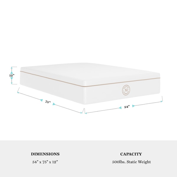 Martha Stewart SleepComplete 12 Inch Full Medium Plush DA Cooling Gel Memory Foam Mattress w/Jacquard Quilted Top - CL-MODH-12F-MS
