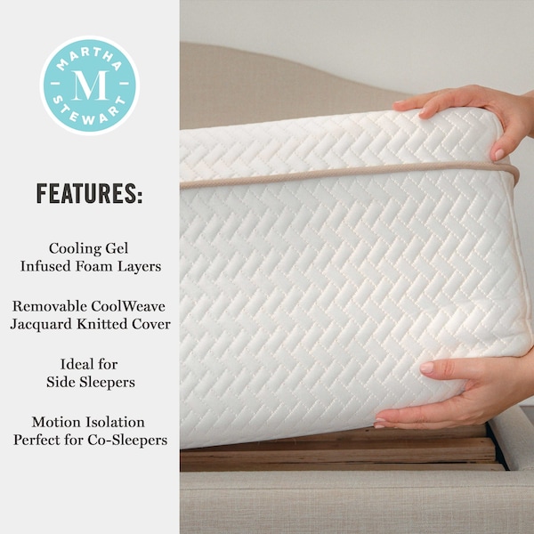 Martha Stewart SleepComplete 12 Inch Full Medium Plush DA Cooling Gel Memory Foam Mattress w/Jacquard Quilted Top - CL-MODH-12F-MS