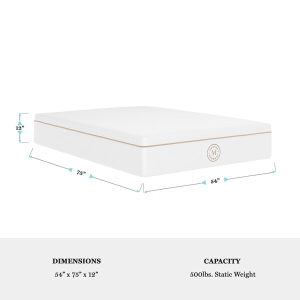 Martha Stewart SleepComplete 12 Inch Full Medium Plush DA Cooling Gel Memory Foam Mattress w/Jacquard Quilted Top - CL-MODH-12F-MS