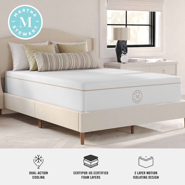 Martha Stewart SleepComplete 12 Inch Full Medium Plush DA Cooling Gel Memory Foam Mattress w/Jacquard Quilted Top - CL-MODH-12F-MS