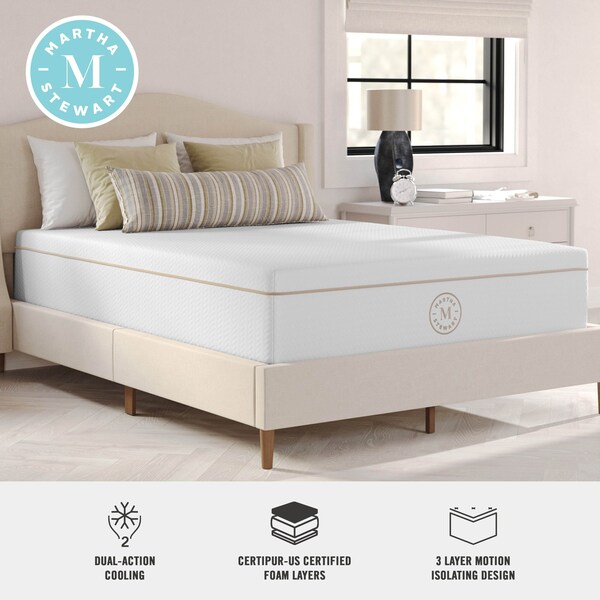 Martha Stewart SleepComplete 12 Inch Full Medium Plush DA Cooling Gel Memory Foam Mattress w/Jacquard Quilted Top - CL-MODH-12F-MS