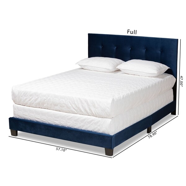 Baxton Studio Caprice Modern and Contemporary Glam Navy Blue Velvet Fabric Queen Size Panel Bed - 183-11258-ZORO