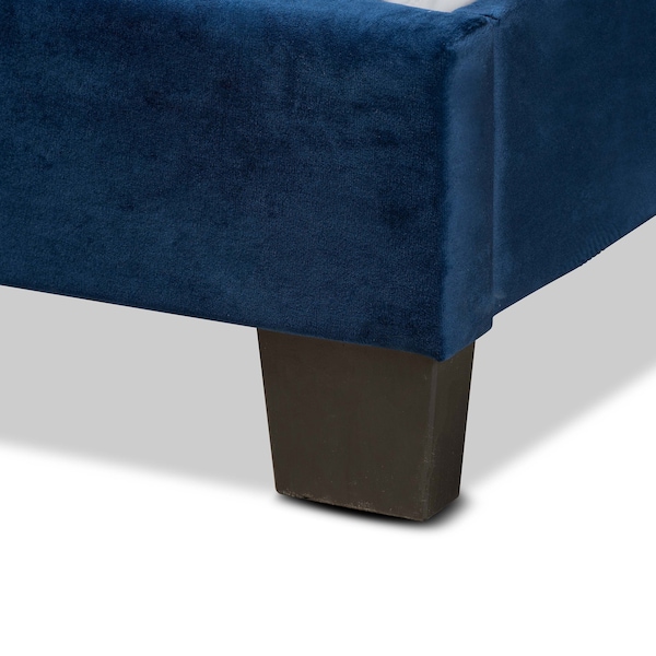Baxton Studio Caprice Modern and Contemporary Glam Navy Blue Velvet Fabric Queen Size Panel Bed - 183-11258-ZORO