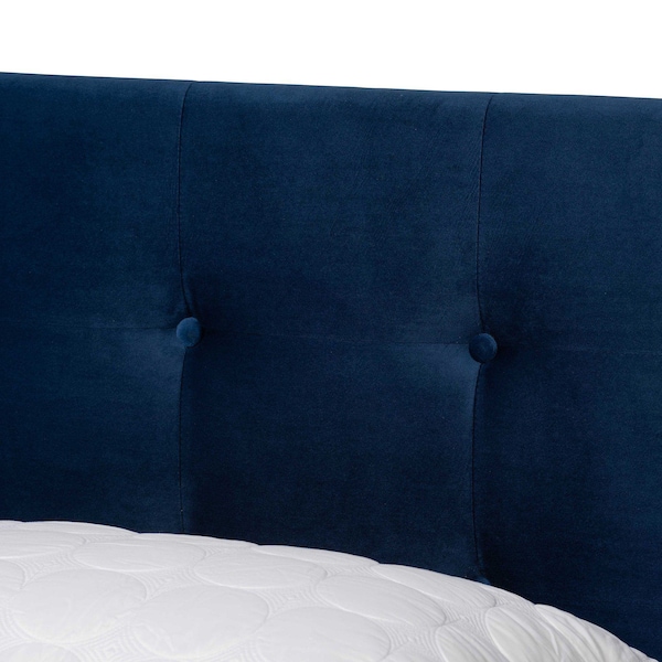 Baxton Studio Caprice Modern and Contemporary Glam Navy Blue Velvet Fabric Queen Size Panel Bed - 183-11258-ZORO