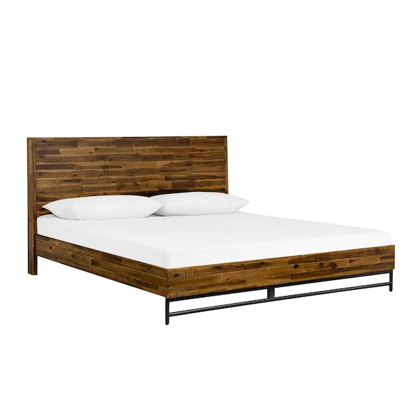 Armen Living Cusco 3 Piece Acacia King Bed and Nightstands Bedroom Set - SETCUBDKG3A