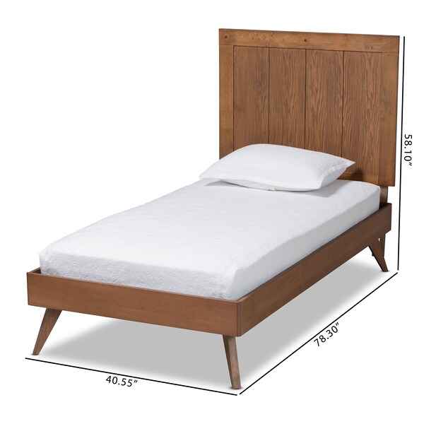 Baxton Studio Amira Mid-Century Modern Transitional Ash Walnut Finished Wood Twin Size Platform Bed - 180-11154-11159-ZORO