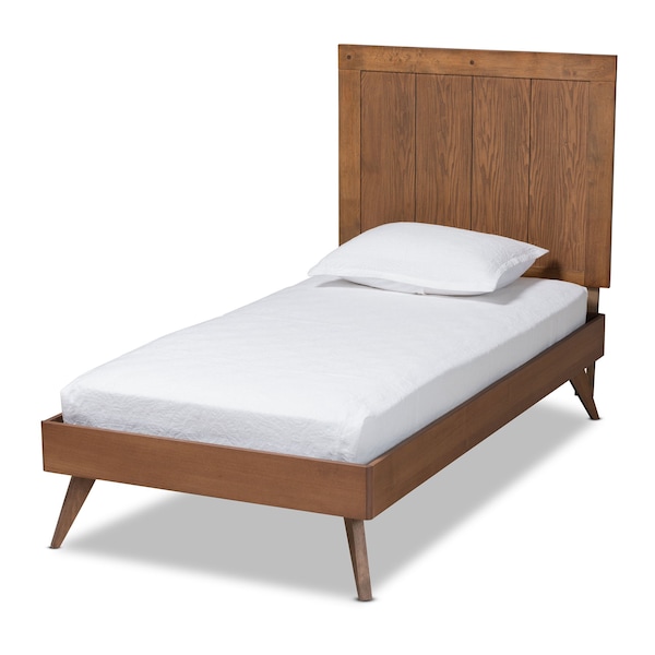 Baxton Studio Amira Mid-Century Modern Transitional Ash Walnut Finished Wood Twin Size Platform Bed - 180-11154-11159-ZORO